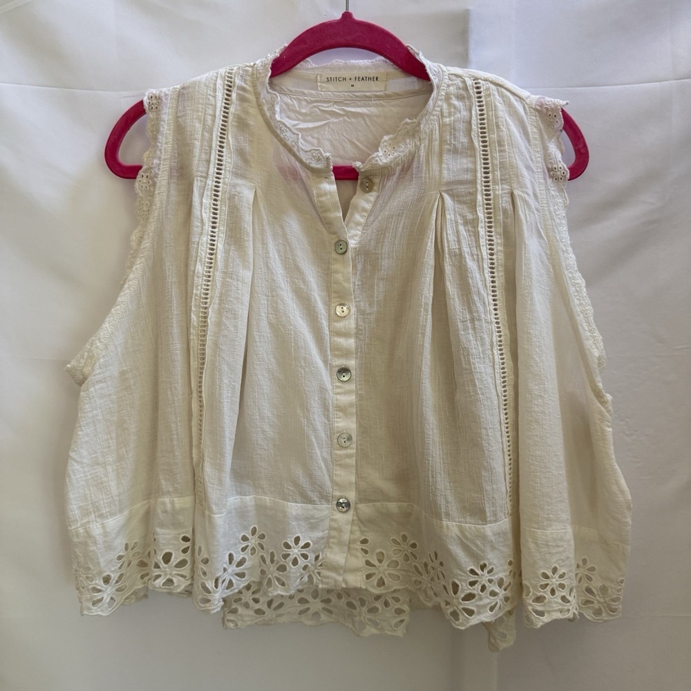 White Broderie Sleeveless Crop Top